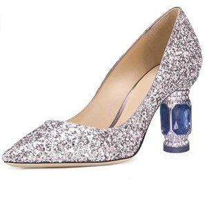 FSJ Pointed Toe Mid Low Heels Pumps Shoe